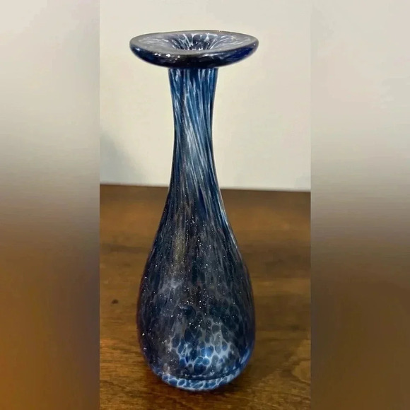 Jan Stievens Glashytta Sweden Small Blue Hand Blown Vase Rare Pristine Condition - Picture 2 of 6